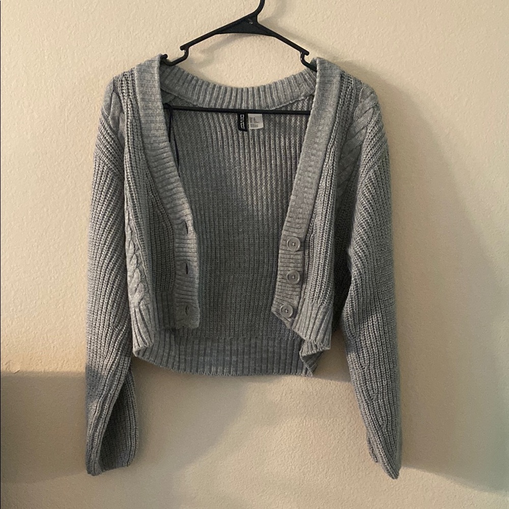 Gray Thick Knit Cardigan